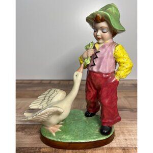 Boy & Goose Figurine By Matteis Fine China Canada